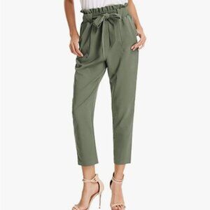 Ashley Stewart Women's Olive Green Paperbag Waist Pants Size 20